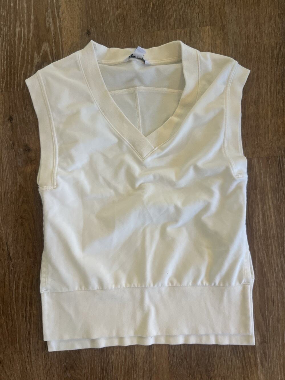 Athleta Retroterry V-Neck Sweatshirt Vest Cream XXS New